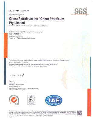 ISO 14001:2015 Certificate (page1)