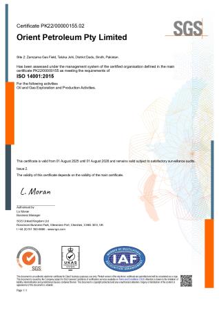 OPPL-ISO 14001:2015 Certificate