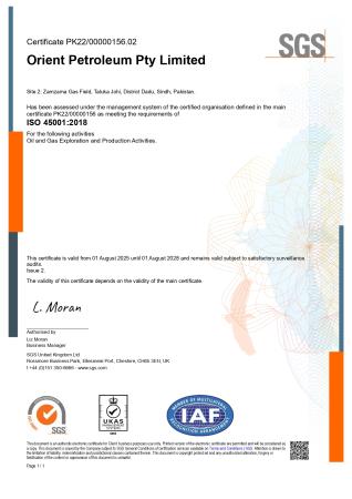 OPPL-ISO 45001:2018 Certificate